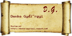 Denke Györgyi névjegykártya